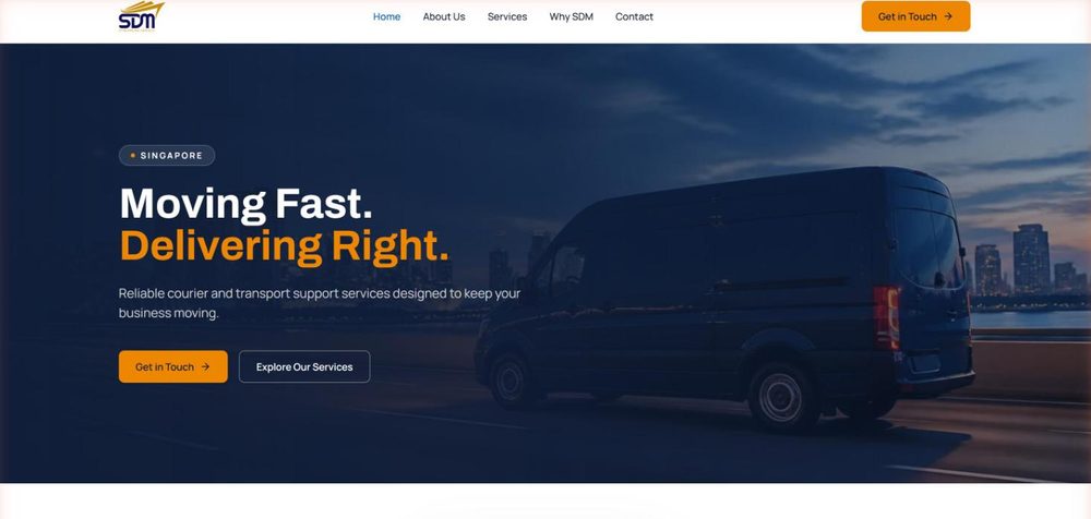 Screenshot of the SDM Streamline Service website home page